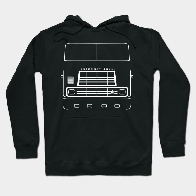 International Harvester 9670 cabover classic truck outline graphic (white) Hoodie by soitwouldseem